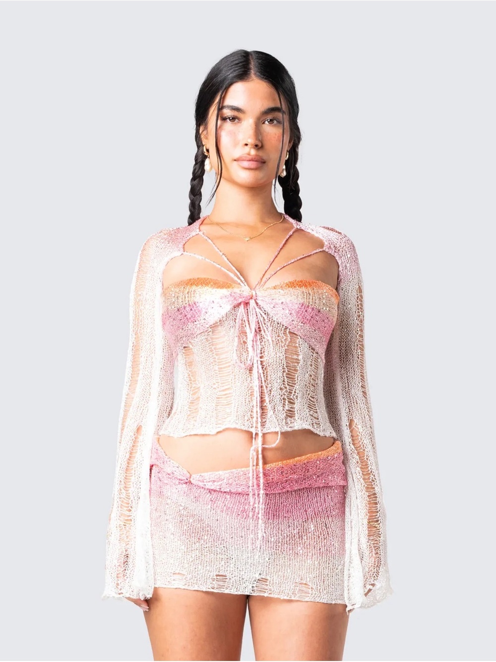 Vanessa Pink Sequin Cover Up Set